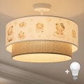 Brilagi - LED laste pinnapealne lühter BOBO 1xE27/60W/230V Ø 40 cm valge/beež/karumotiiviga