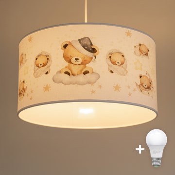 Brilagi - LED laste ripplamp juhtmel BOBO 1xE27/60W/230V läbimõõt 35 cm valge/karukestega