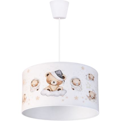 Brilagi - LED laste ripplamp juhtmel BOBO 1xE27/60W/230V läbimõõt 35 cm valge/karukestega
