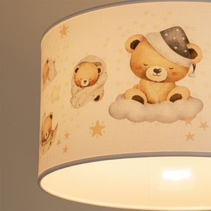 Brilagi - LED laste ripplamp juhtmel BOBO 1xE27/60W/230V läbimõõt 35 cm valge/karukestega