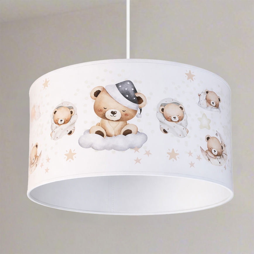 Brilagi - LED laste ripplamp juhtmel BOBO 1xE27/60W/230V läbimõõt 35 cm valge/karukestega