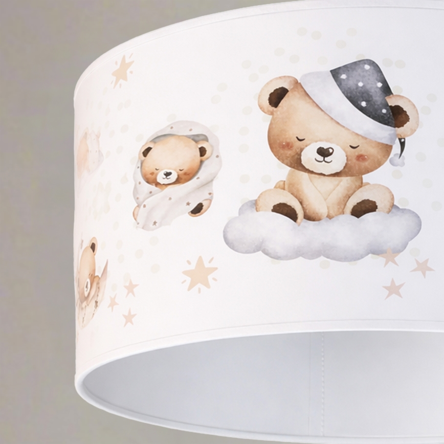 Brilagi - LED laste ripplamp juhtmel BOBO 1xE27/60W/230V läbimõõt 35 cm valge/karukestega