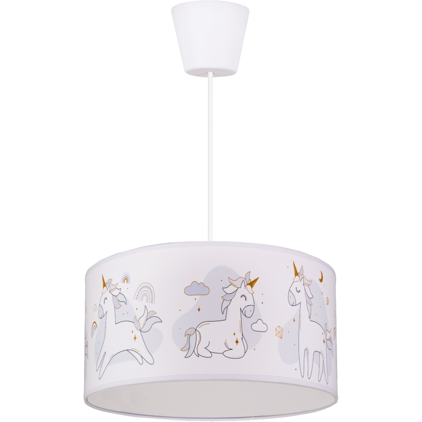 Brilagi - LED laste lühter kaablil BOBO 1xE27/60W/230V läbimõõt 35 cm valge/ükssarvikud