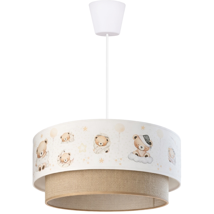 Brilagi - LED lastetoa lühter riputuskaabliga BOBO 1xE27/60W/230V läbimõõt 40 cm valge/beež/karudega