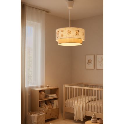 Brilagi - LED lastetoa lühter riputuskaabliga BOBO 1xE27/60W/230V läbimõõt 40 cm valge/beež/karudega