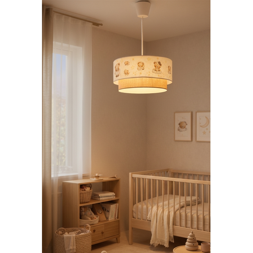 Brilagi - LED lastetoa lühter riputuskaabliga BOBO 1xE27/60W/230V läbimõõt 40 cm valge/beež/karudega