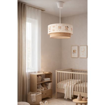 Brilagi - LED lastetoa lühter riputuskaabliga BOBO 1xE27/60W/230V läbimõõt 40 cm valge/beež/karudega