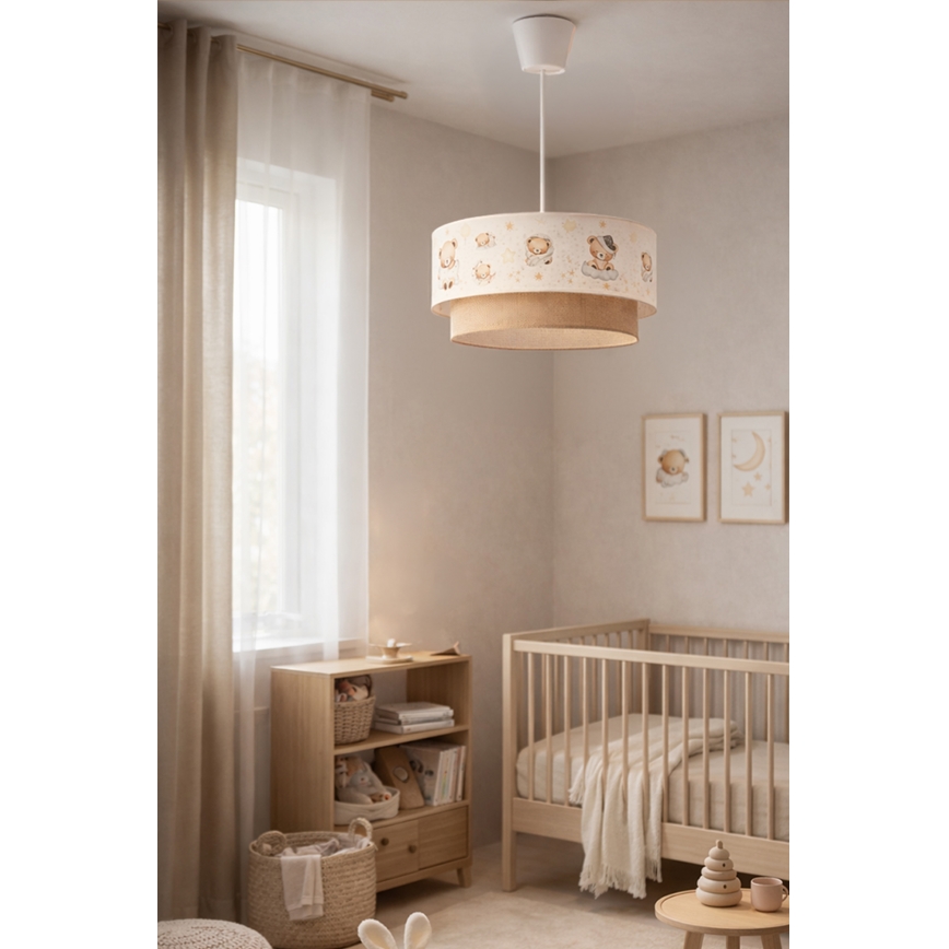 Brilagi - LED lastetoa lühter riputuskaabliga BOBO 1xE27/60W/230V läbimõõt 40 cm valge/beež/karudega