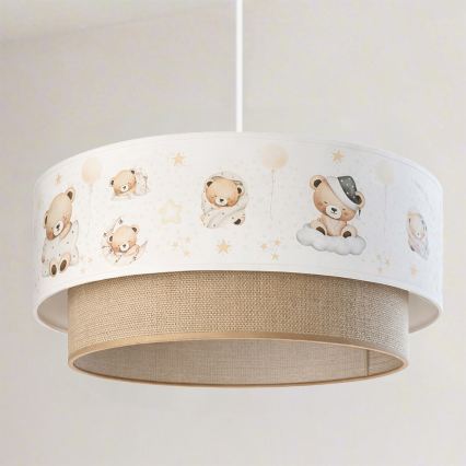 Brilagi - LED lastetoa lühter riputuskaabliga BOBO 1xE27/60W/230V läbimõõt 40 cm valge/beež/karudega