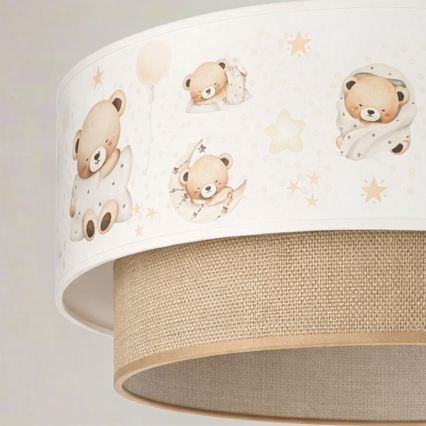 Brilagi - LED lastetoa lühter riputuskaabliga BOBO 1xE27/60W/230V läbimõõt 40 cm valge/beež/karudega