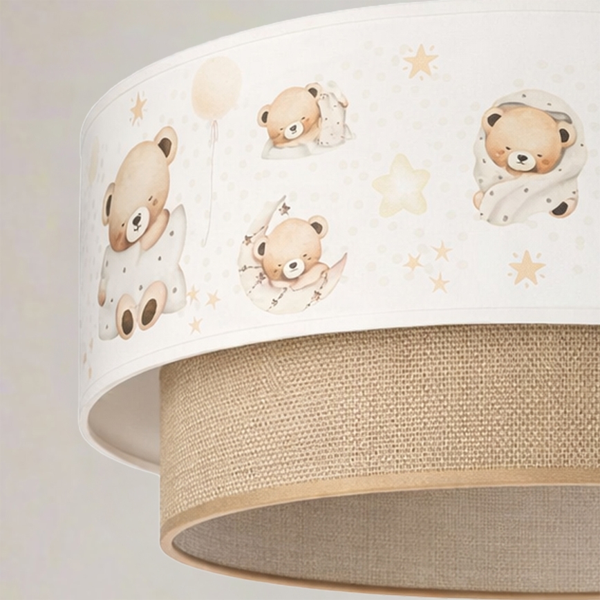 Brilagi - LED lastetoa lühter riputuskaabliga BOBO 1xE27/60W/230V läbimõõt 40 cm valge/beež/karudega