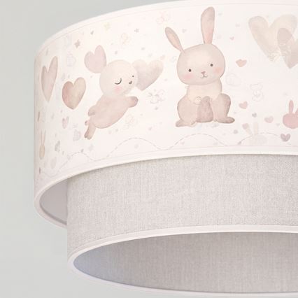 Brilagi - LED laste laelamp nööril BOBO 1xE27/60W/230V, läbimõõt 40 cm, kreemjas/hall/jänesemustriga