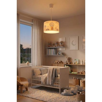 Brilagi - LED-laste rippvalgusti kaabliga BOBO 1xE27/10W/230V läbimõõt 35 cm sinine/karukestega