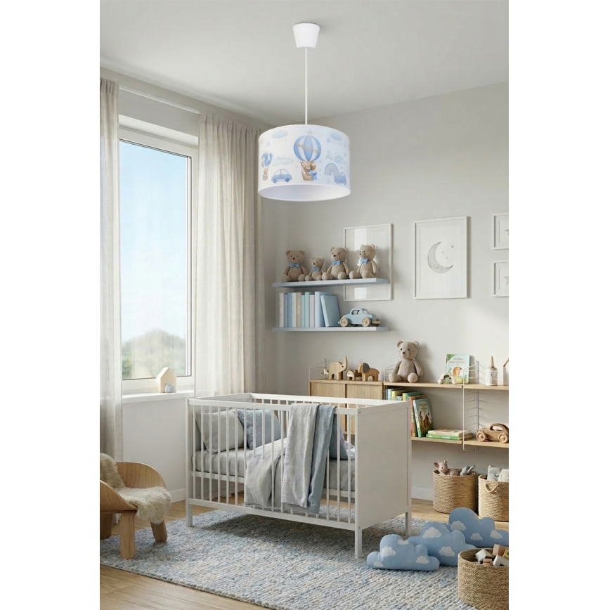 Brilagi - LED-laste rippvalgusti kaabliga BOBO 1xE27/10W/230V läbimõõt 35 cm sinine/karukestega