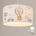 Brilagi - LED-laste rippvalgusti kaabliga BOBO 1xE27/60W/230V läbimõõt 35 cm sinine/karukestega
