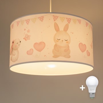 Brilagi - LED laste rippvalgusti kaabliga BOBO 1xE27/60W/230V, läbimõõt 35 cm, valge/loomamotiividega