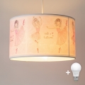 Brilagi - LED laste rippvalgusti kaablil BOBO 1xE27/60W/230V Ø 35 cm roosa/baleriinid