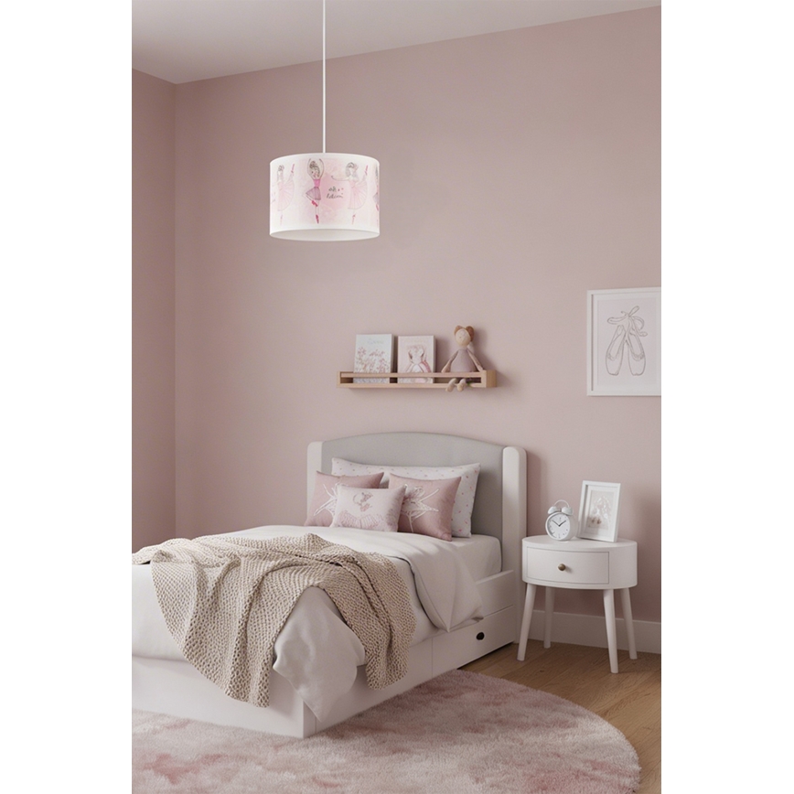 Brilagi - LED laste rippvalgusti kaablil BOBO 1xE27/60W/230V Ø 35 cm roosa/baleriinid