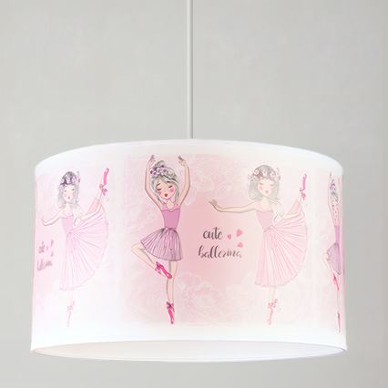 Brilagi - LED laste rippvalgusti kaablil BOBO 1xE27/60W/230V Ø 35 cm roosa/baleriinid