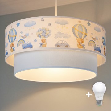 Brilagi - LED laste rippvalgusti riputuskaabliga BOBO 1xE27/10W/230V läbimõõt 40 cm kreem/sinine/karukestega