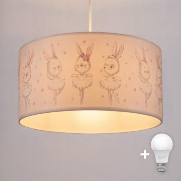 Brilagi - LED laste rippvalgusti riputuskaabliga BOBO 1xE27/60W/230V Ø 35 cm valge/jänestega