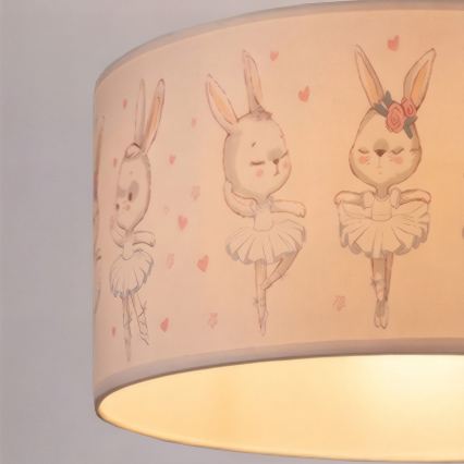 Brilagi - LED laste rippvalgusti riputuskaabliga BOBO 1xE27/60W/230V Ø 35 cm valge/jänestega