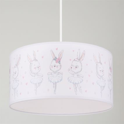 Brilagi - LED laste rippvalgusti riputuskaabliga BOBO 1xE27/60W/230V Ø 35 cm valge/jänestega