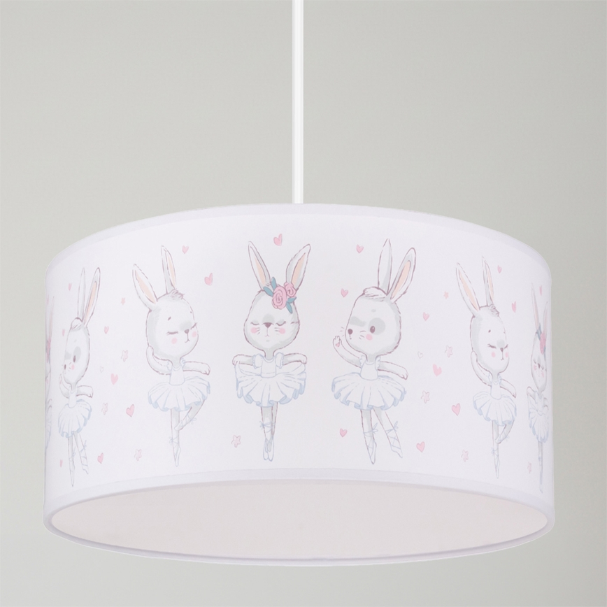 Brilagi - LED laste rippvalgusti riputuskaabliga BOBO 1xE27/60W/230V Ø 35 cm valge/jänestega