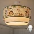 Brilagi - LED lastele mõeldud pinnapealne laelamp BOBO 1xE27/60W/230V Ø 40 cm kreem/roheline/džungel