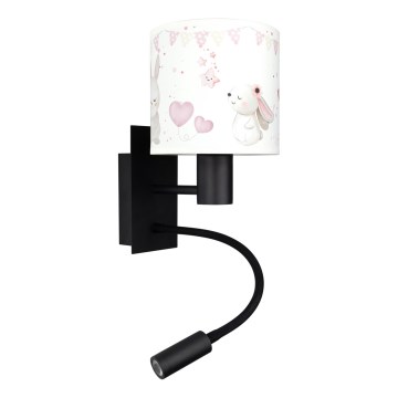 BRILAGI - LED lasteseinavalgusti BOBO 1xE27/25W/230V + LED/3W must/kreem/jänesed