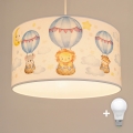 Brilagi - LED lastetoa laelamp riputuskaabliga BOBO 1xE27/60W/230V Ø 35 cm valge/loomad