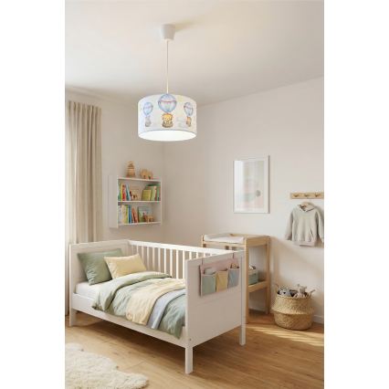 Brilagi - LED lastetoa laelamp riputuskaabliga BOBO 1xE27/60W/230V Ø 35 cm valge/loomad