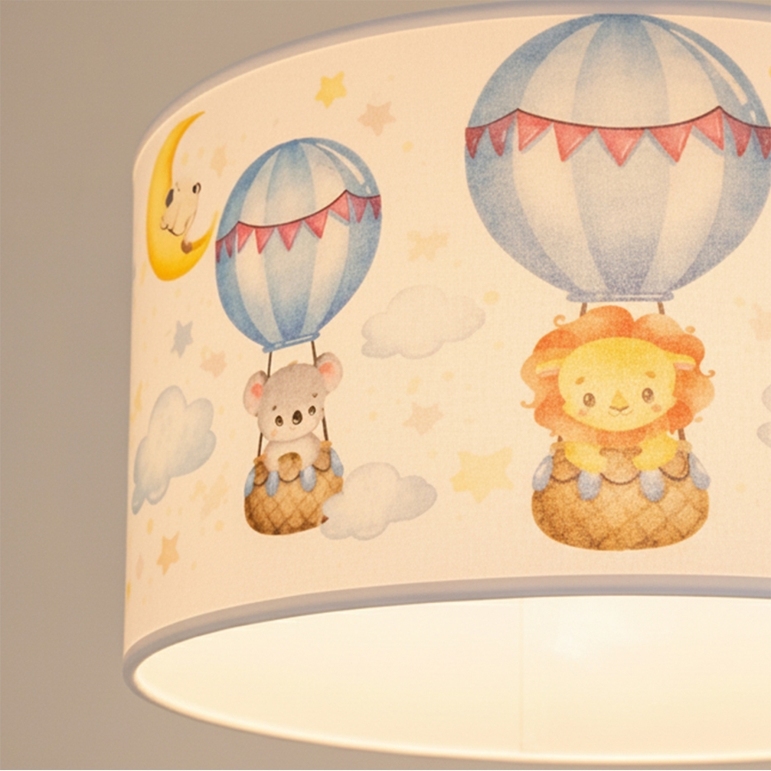 Brilagi - LED lastetoa laelamp riputuskaabliga BOBO 1xE27/60W/230V Ø 35 cm valge/loomad