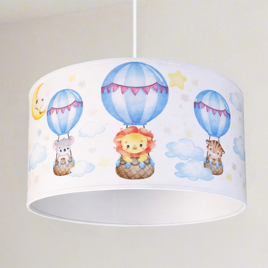 Brilagi - LED lastetoa laelamp riputuskaabliga BOBO 1xE27/60W/230V Ø 35 cm valge/loomad