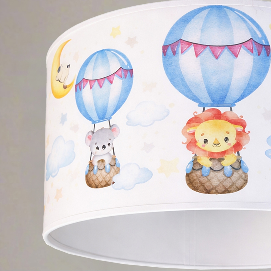 Brilagi - LED lastetoa laelamp riputuskaabliga BOBO 1xE27/60W/230V Ø 35 cm valge/loomad