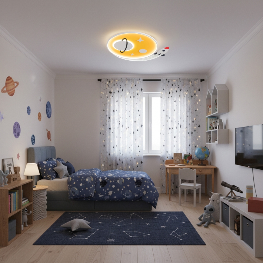 Brilagi - LED laste laelamp STARSHIP LED/64W/230V 3000/4500/6000K kollane