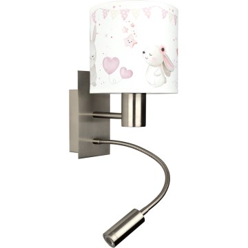 BRILAGI - LED lastetoa painduv seinavalgusti BOBO 1xE27/25W/230V + LED/3W mattkroom/kreemjas/jänestega