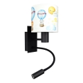 BRILAGI - LED lastetoa painduv seinavalgusti BOBO 1xE27/25W/230V + LED/3W must/valge/loomamotiividega