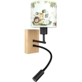 BRILAGI - LED lastetoa painduv seinavalgusti BOBO WOOD 1xE27/25W/230V + LED/3W tamm/must/valge/roheline/džungel