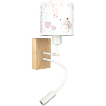 BRILAGI - LED lastetoa painduv seinavalgusti BOBO WOOD 1xE27/25W/230V + LED/3W tamm/valge/kreemjas/jänesed