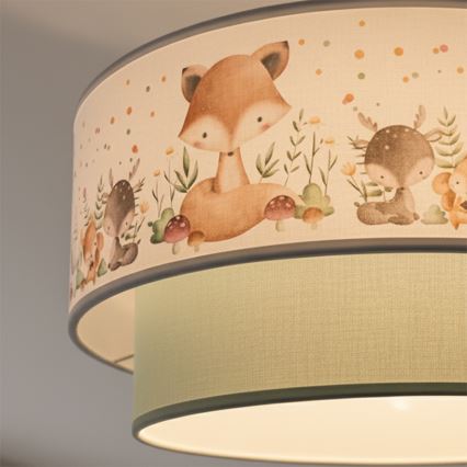 Brilagi - LED laste pinnapealne laelamp BOBO 1xE27/60W/230V läbimõõt 40 cm valge/roheline/loomadega
