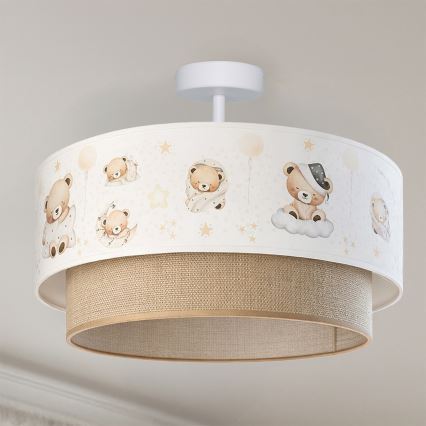 Brilagi - LED laste pinnapealne lühter BOBO 1xE27/60W/230V Ø 40 cm valge/beež/karumotiiviga