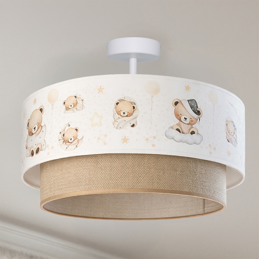 Brilagi - LED laste pinnapealne lühter BOBO 1xE27/60W/230V Ø 40 cm valge/beež/karumotiiviga