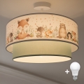Brilagi-LED lastetoa pinnapealne laelamp BOBO 1xE27/60W/230V Ø 40 cm valge/roheline/loomamustriga