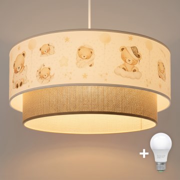 Brilagi - LED lastetoa rippvalgusti BOBO 1xE27/10W/230V läbimõõt 40 cm valge/beež/karukestega