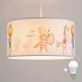 Brilagi - LED lastetoa rippvalgusti juhtmega BOBO 1xE27/10W/230V Ø 35 cm valge/loomamotiividega