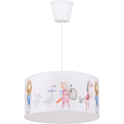 Brilagi - LED lastetoa rippvalgusti juhtmega BOBO 1xE27/60W/230V Ø 35 cm valge/loomamotiividega