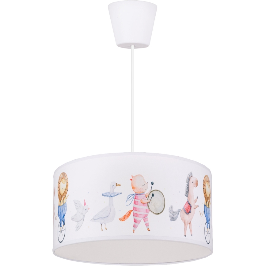 Brilagi - LED lastetoa rippvalgusti juhtmega BOBO 1xE27/60W/230V Ø 35 cm valge/loomamotiividega