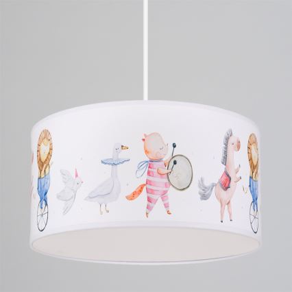 Brilagi - LED lastetoa rippvalgusti juhtmega BOBO 1xE27/60W/230V Ø 35 cm valge/loomamotiividega