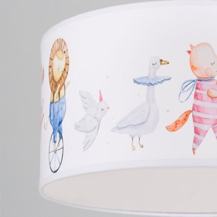 Brilagi - LED lastetoa rippvalgusti juhtmega BOBO 1xE27/60W/230V Ø 35 cm valge/loomamotiividega